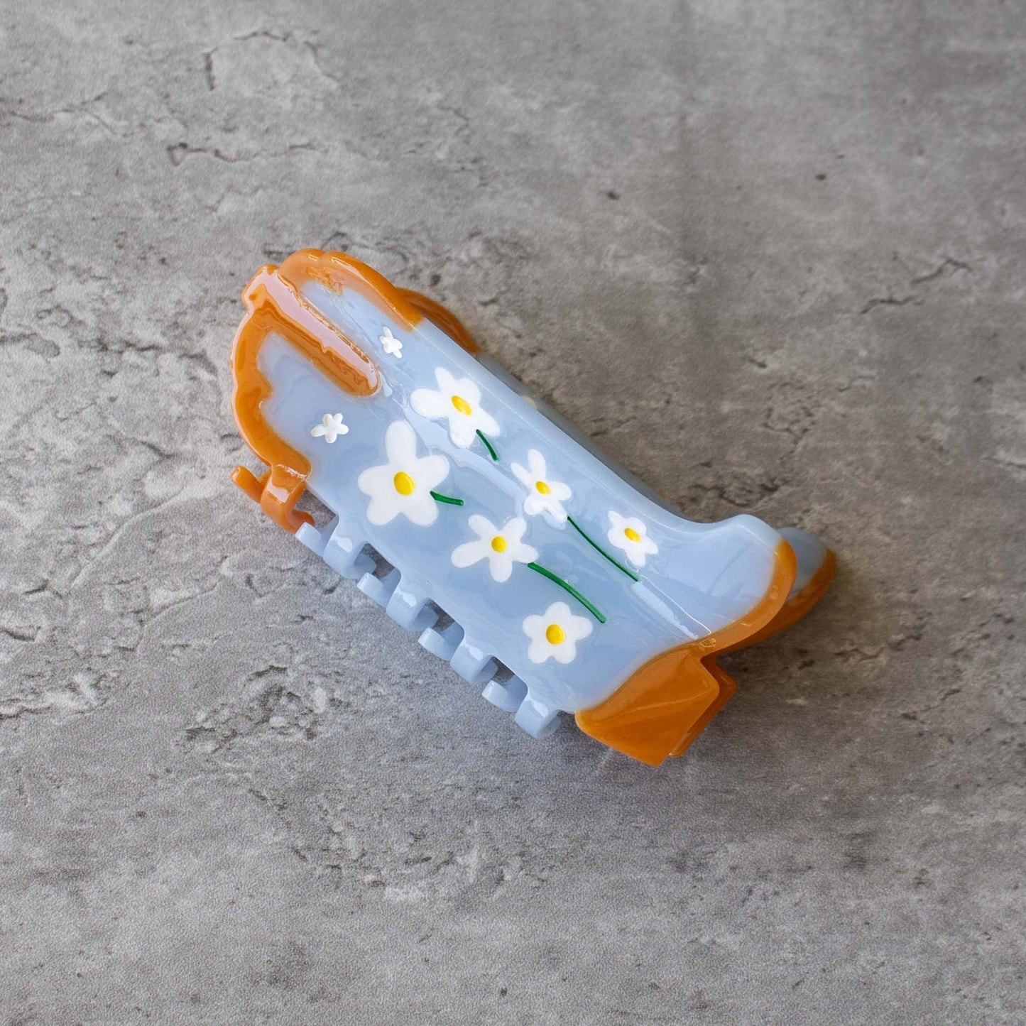 Eco Daisy Flower Cowboy Boots Hair Claw Clip