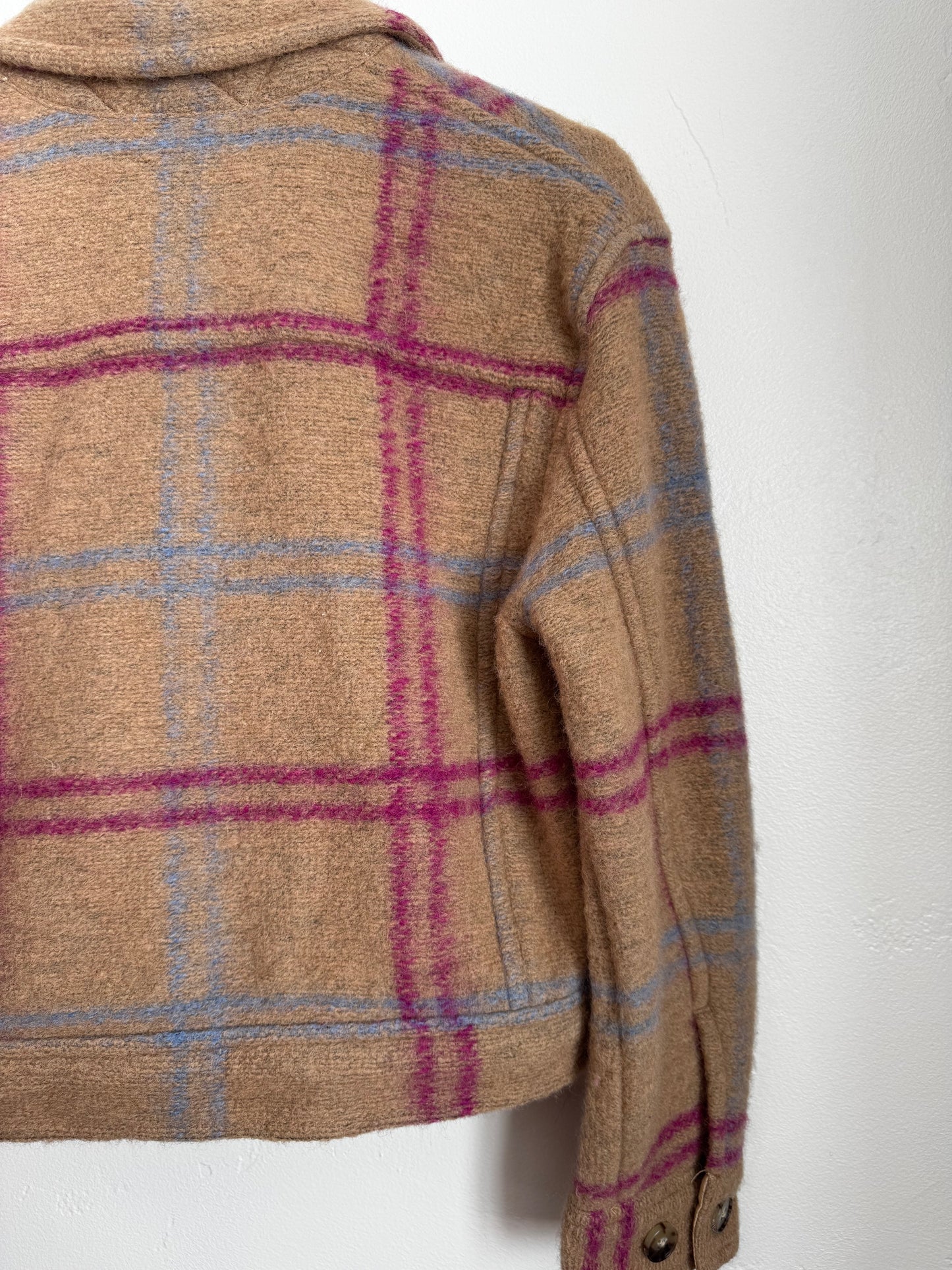 Cropped Wool Plaid Jacket