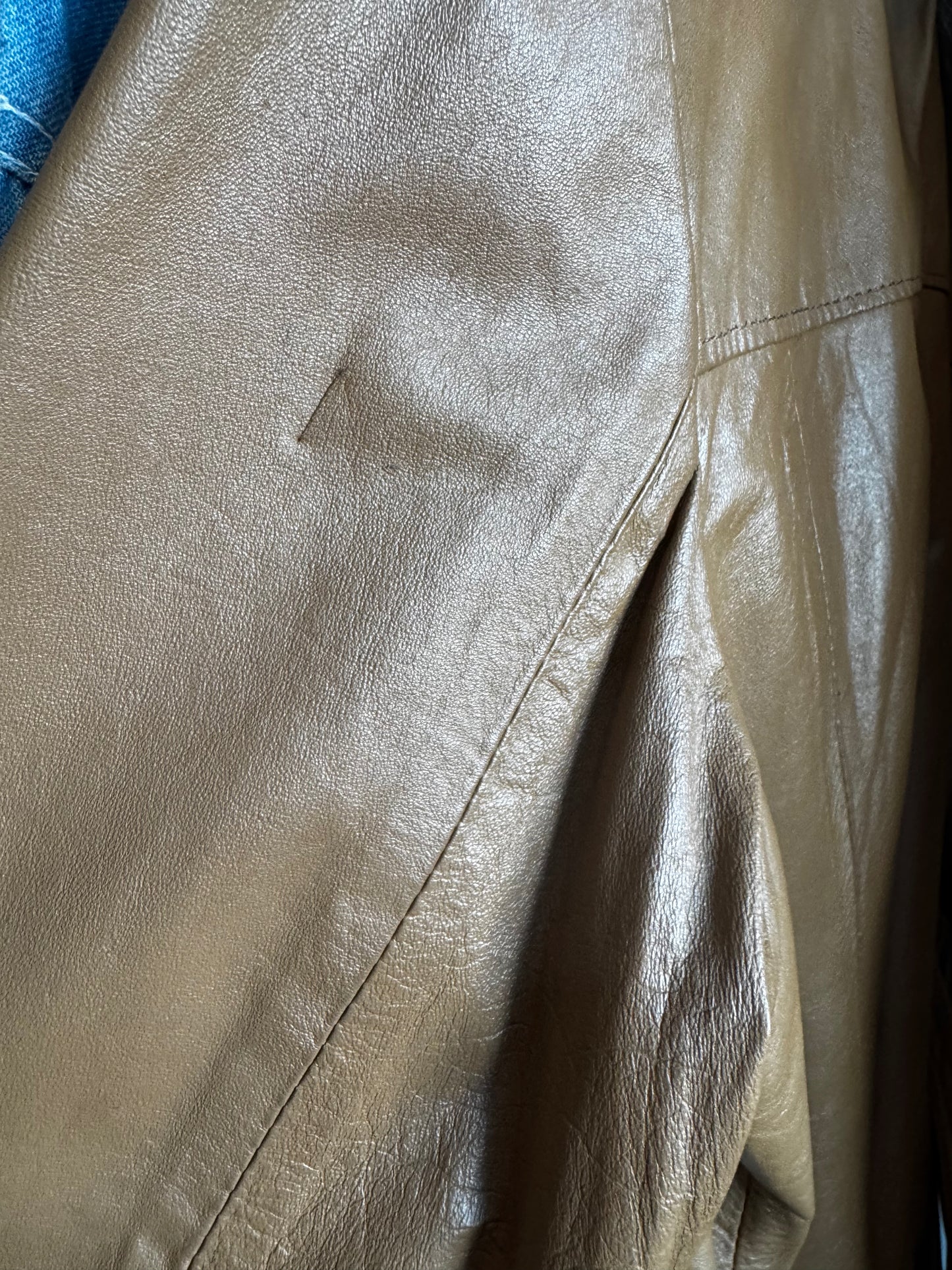 Camel Short Trench Leather Jacket