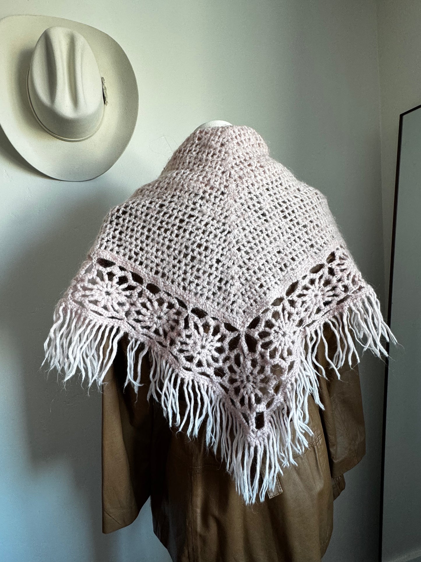 Pink Triangle Crocheted Scarf