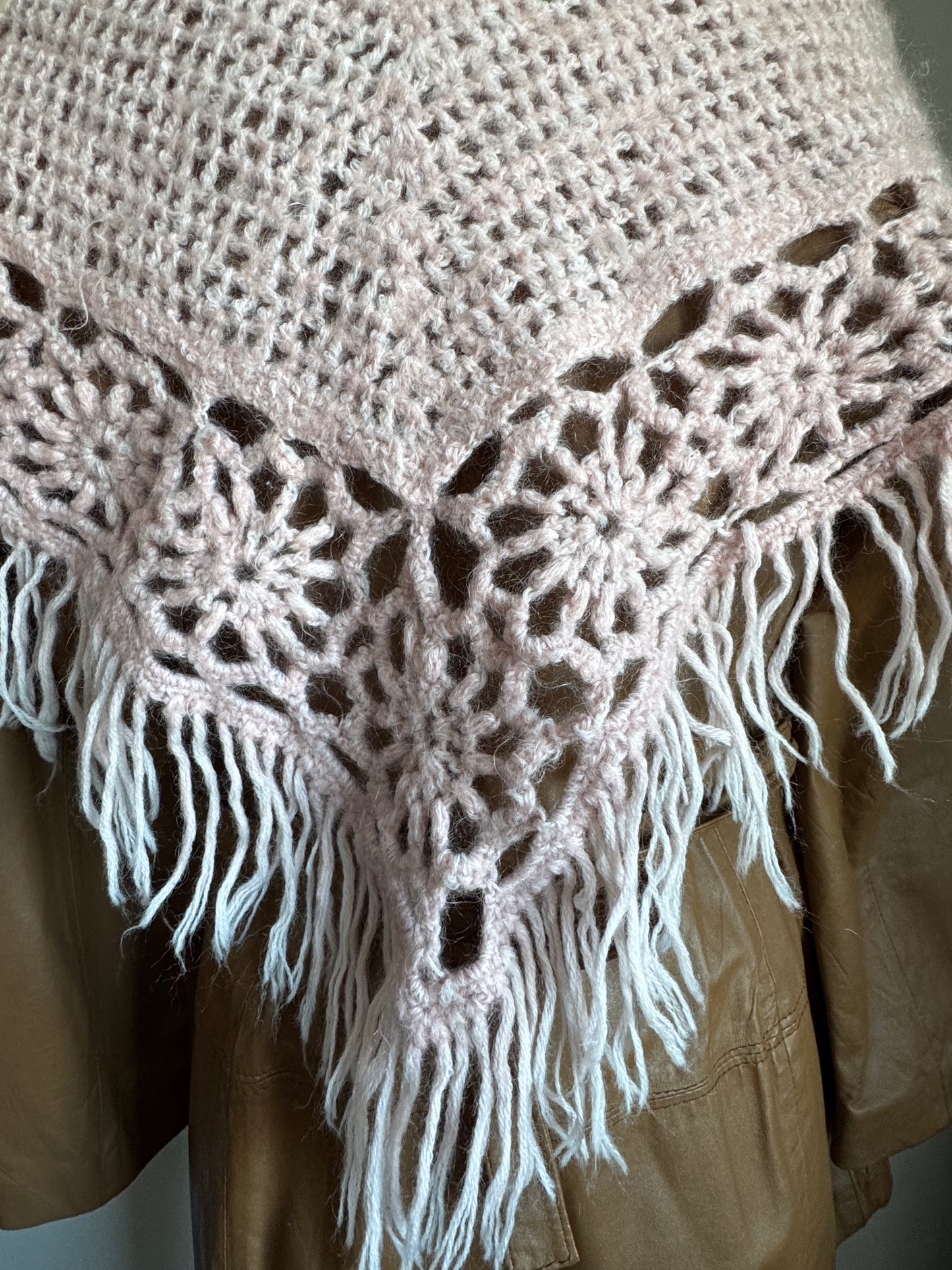 Pink Triangle Crocheted Scarf