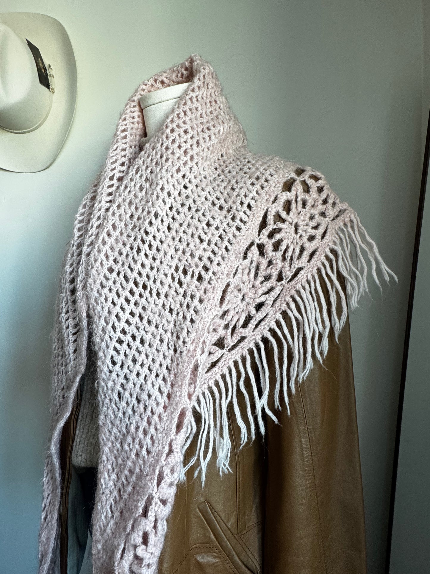 Pink Triangle Crocheted Scarf