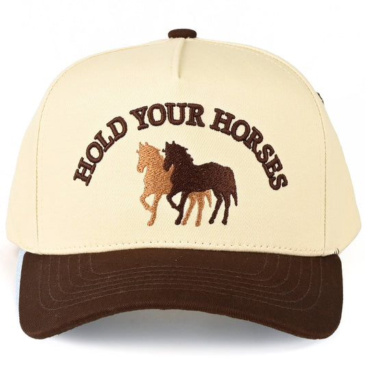 Hold Your Horses Embroidered Brown Two Tone Trucker Hat