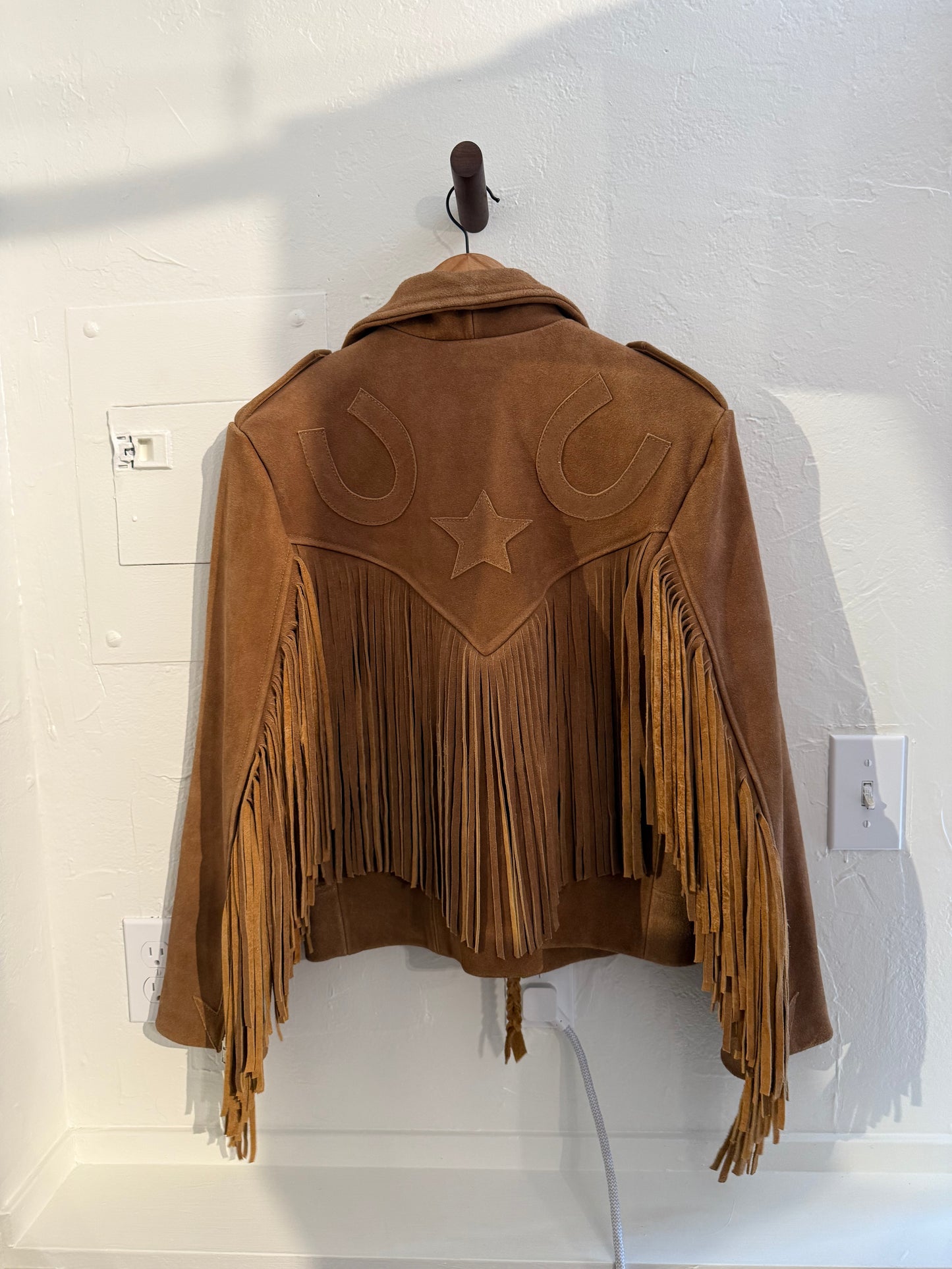 Western & Co Brown Suede Fringe Jacket with Horseshoes and Star