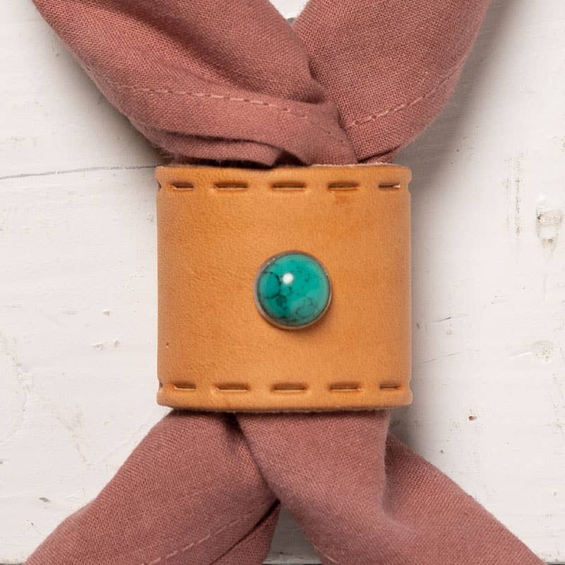 Leather studded bandana slide with dash