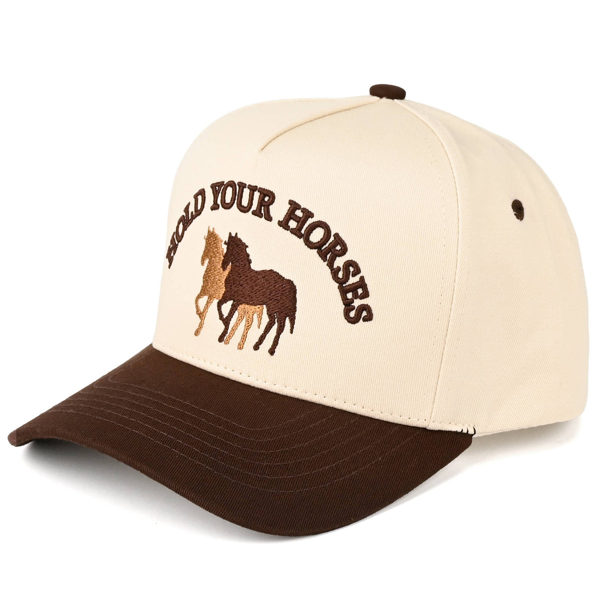 Hold Your Horses Embroidered Brown Two Tone Trucker Hat